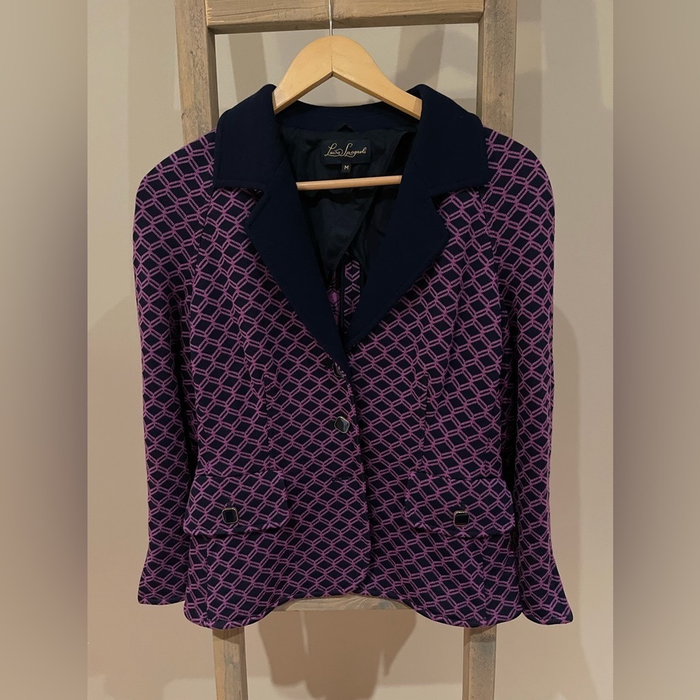 Luisa Spagnoli wool blend argyle diamond knit blazer